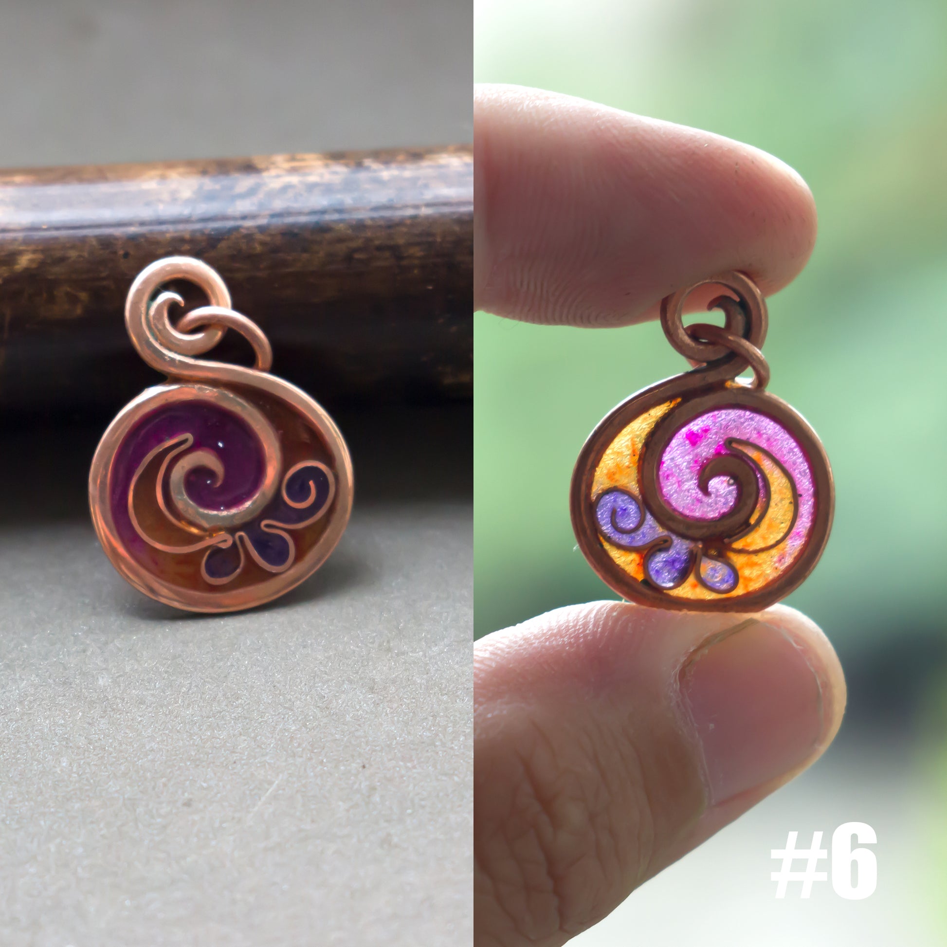 Small coloful unique copper pebble pendants pic 13