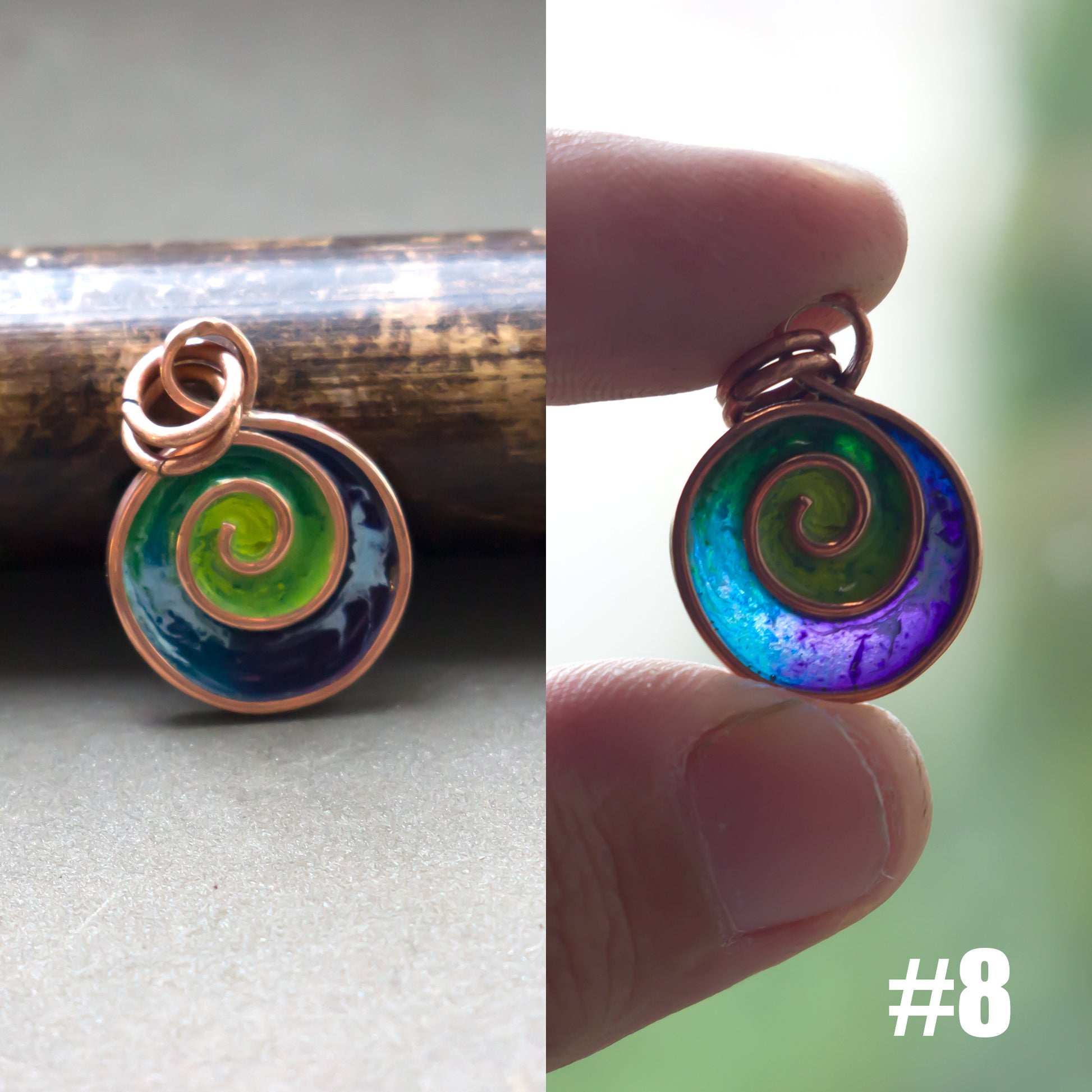 Small coloful unique copper pebble pendants pic 15