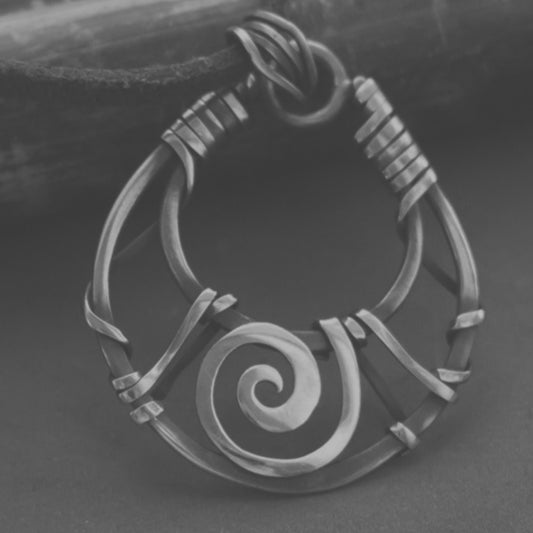 Pagan wiccan jewelry. Talismanic spiral symbols necklace