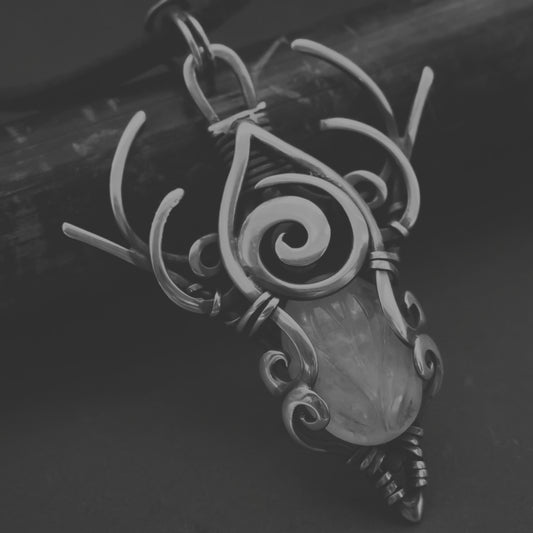 Enigmatic charm. Mystifying moonstone silver astral pendant