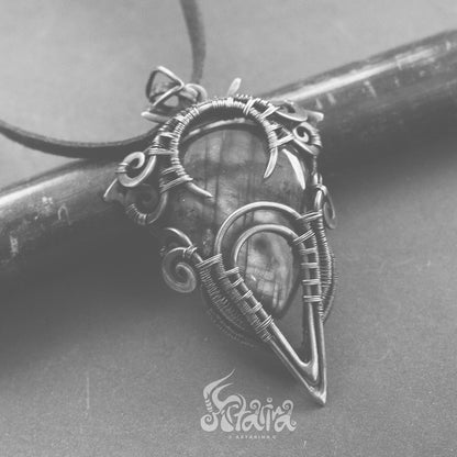 Large statement stone mans pendant | Wire wrapped jewelry for men