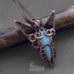 Cat ears wire wrapped pendant. Kitten Wirework blue opal stone necklace