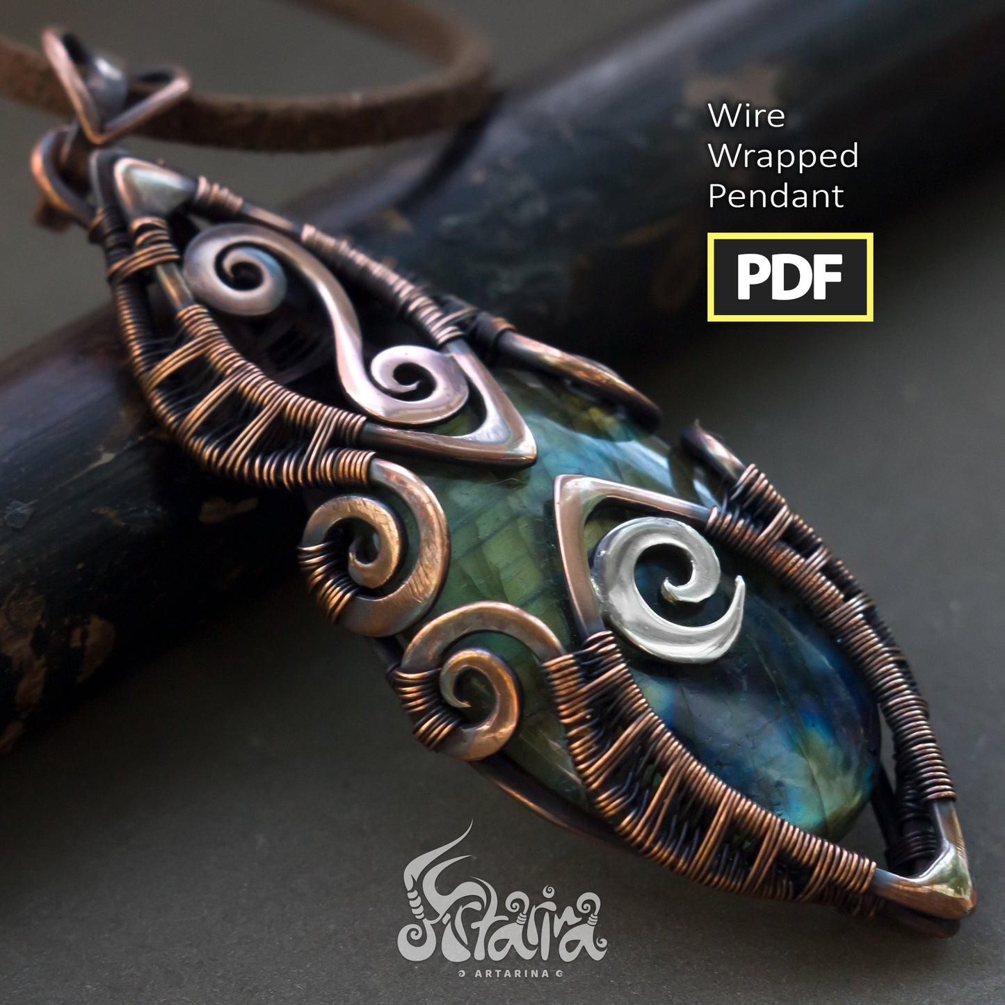 Wire wrapping PDF tutorial | Step by step wire jewelry making | Unique new copper tutorial by Artarina | See DESCRIPTION BELOW