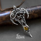 Thin filigree silver pendant necklace | Druid jewelry | Rustic small tiny wire wrapped silver necklace | Unique druidry design