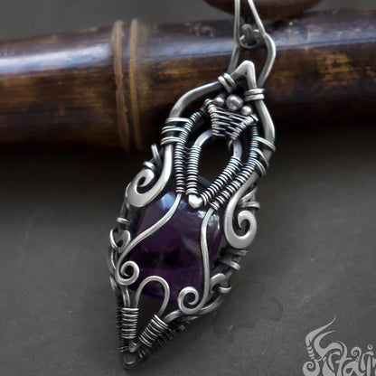 Amethyst silver necklace. Ancient aliens esoteric astral jewelry tarot necklace magician lilith pendant masonic jewelry philosopher stone chimera occult art sacred geometry art