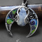 Silver wire enamel magical moon pendant with carved moonstone pic 2