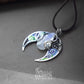 Silver wire enamel magical moon pendant with carved moonstone pic 4
