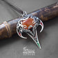 Bright orange carnelian stone sterling silver enamel and wire wrap pendant pic 2