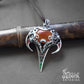 Bright orange carnelian stone sterling silver enamel and wire wrap pendant pic 3