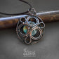Round steampunk magical labradorite copper pendant
