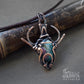 Pure copper wire wrapped necklace with hand painted space resin cabochon pic 3