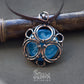 Pure copper wire wrapped necklace with sky blue hand painted cabochon pic 3