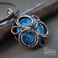 Pure copper wire wrapped necklace with sky blue hand painted cabochon pic 1