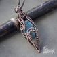 Handmade long  copper wire wrapped necklace with natural labradorite stone pic 2