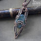 Handmade long  copper wire wrapped necklace with natural labradorite stone pic 3