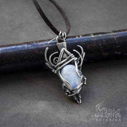 Elven jewelry fairy necklace fairy grunge jewelry fae moonstone pendant mermaidcore fairycore necklace faerie fairy costume tinkerbell magic talisman fantasy gown artarina