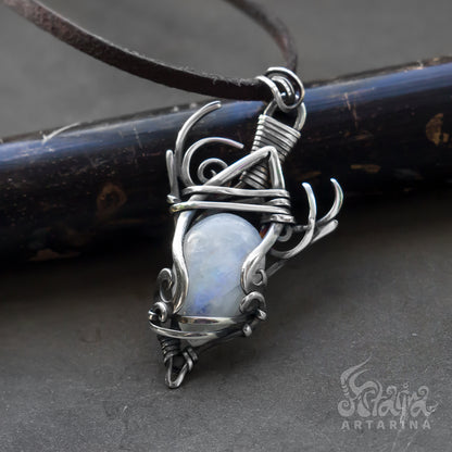 Elven jewelry fairy necklace fairy grunge jewelry fae moonstone pendant mermaidcore fairycore necklace faerie fairy costume tinkerbell magic talisman fantasy gown artarina