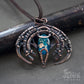 Handmade pure copper wire wrapped necklace with handcrafted blue and gold cabochon pic4
