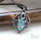 Small thin silver handmade necklace with blue chalcedony stone pic 1