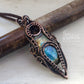 Handmade copper pendant with bright labradorite stone, showcasing full-area iridescence - a bold statement piece for the modern man's distinctive style pic 3