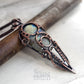Unique pendant crafted from antiqued copper wire, showcasing a shiny labradorite stone with natural and spiritual allure. pic 3