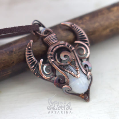 Moonstone protection amulet necklace