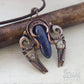 Steampunk pure copper pendant with blue sodalite stone