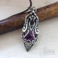 Sterling silver wire pendant with amethyst | Alien necklace