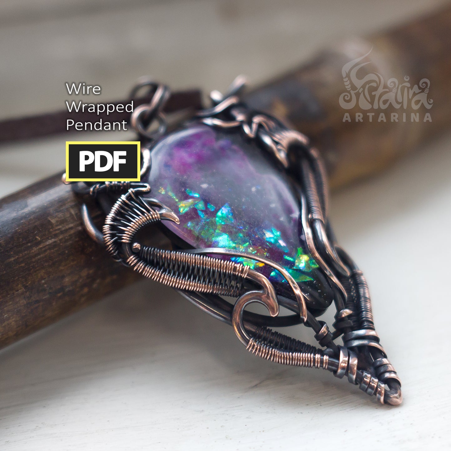 Advanced wire wrapping Artarina tutorial | Digital PDF step by step wire pendant creation