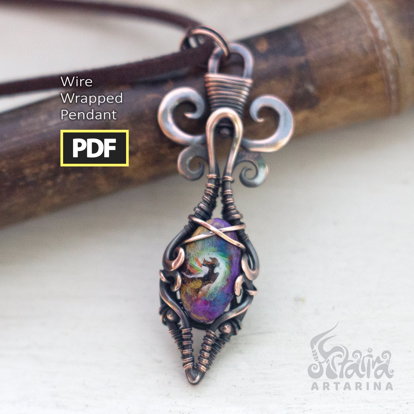 Wire wrapping beautiful necklace PDF tutorial for beginners and advanced wire wrappers | See DESCRIPTION BELOW