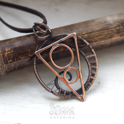 Sacred geometry circle and triangle symbol necklace. Geometry meaning jewelry