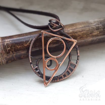 Sacred geometry circle and triangle symbol necklace. Geometry meaning jewelry