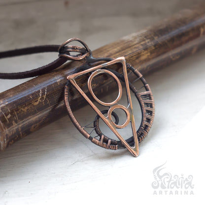 Sacred geometry circle and triangle symbol necklace. Geometry meaning jewelry