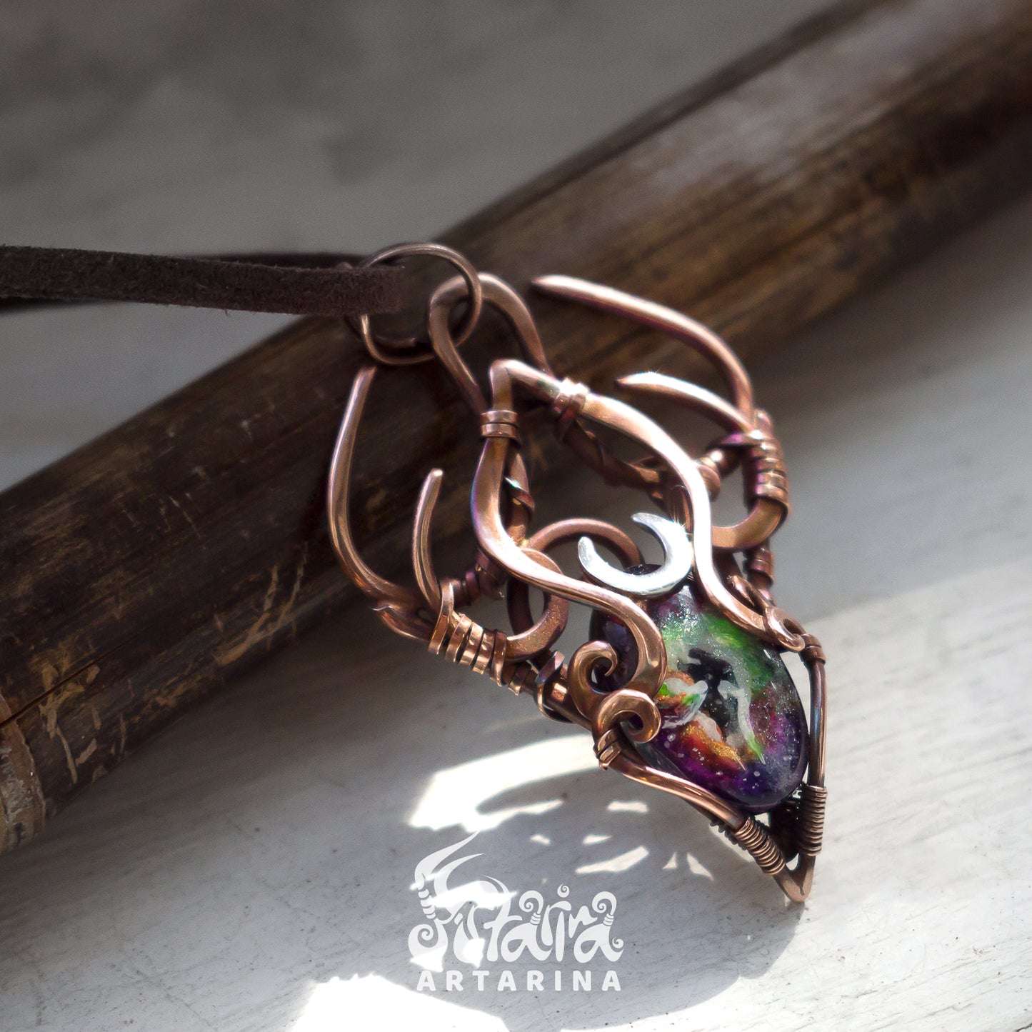 Baby dragon magical talisman necklace. magical colorful pendant. occult jewelry fairy necklace