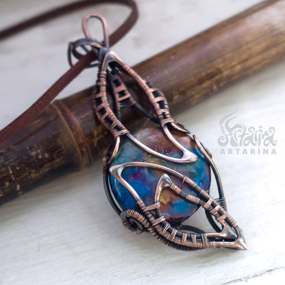 Unique fantasy handmade wire wrapped talisman necklace