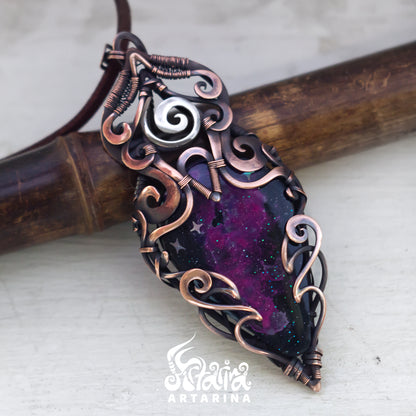 Space nebula stellar celestial jewelry pendant. Handmade unique necklace