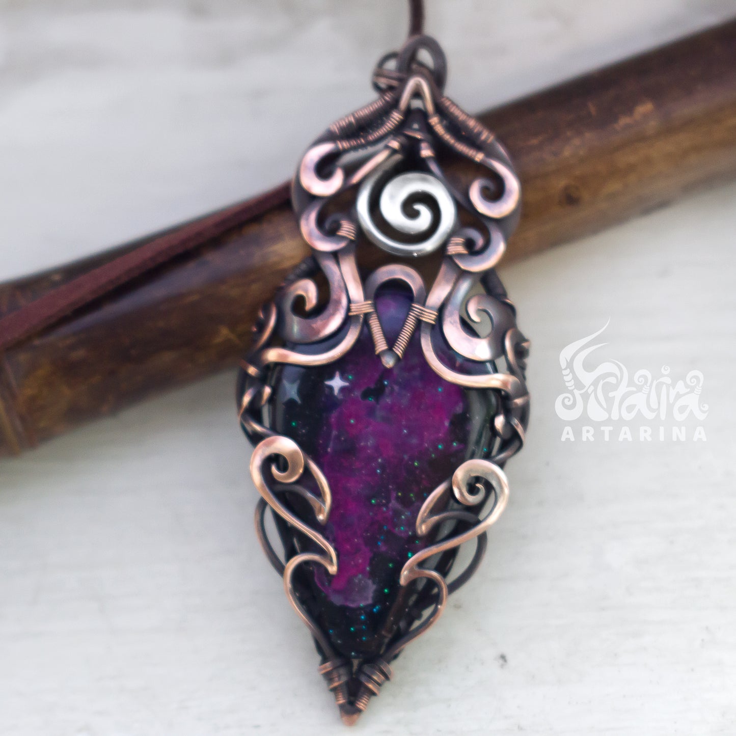 Space nebula stellar celestial jewelry pendant. Handmade unique necklace