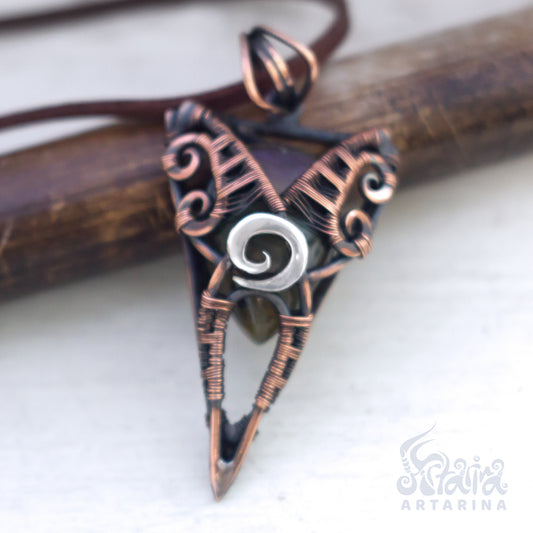 Book of shadows triskelion necklace, Witchy necklace