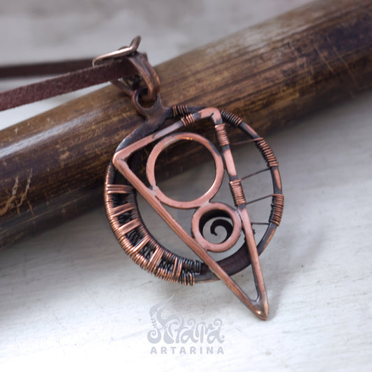 Circle and triangle symbol necklace. Geometrical meaningful jewelry