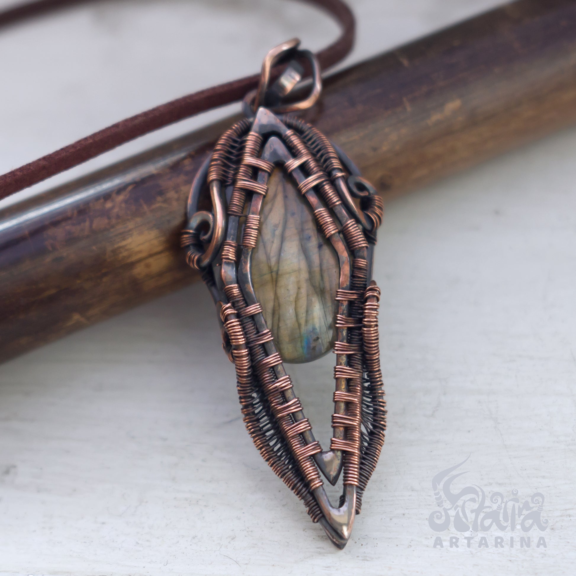 Magick labradorite talisman ancient style necklace