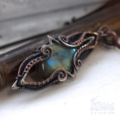 Meditation labradorite pendant, free anxiety necklace, empath protection