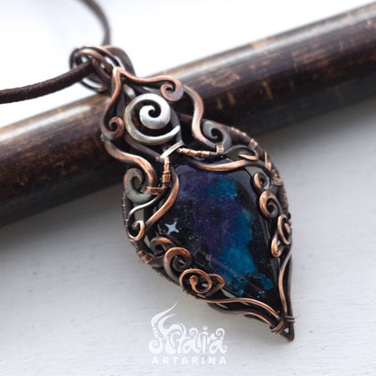 Fantasy fairy horns unique copper pendant