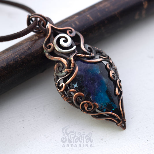 Fantasy fairy horns unique copper pendant