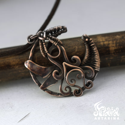 Cthulhu jewelry. Unique moon necklace with octopus symbol