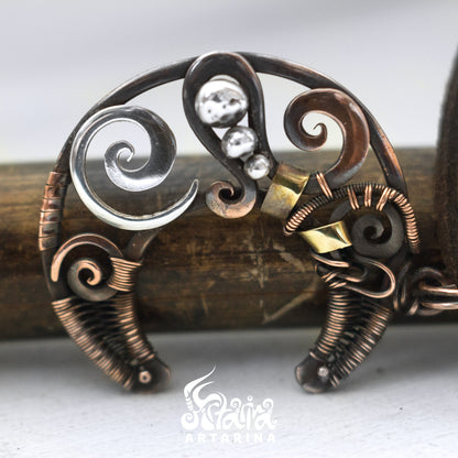 Wire wraped crescent half moon necklace