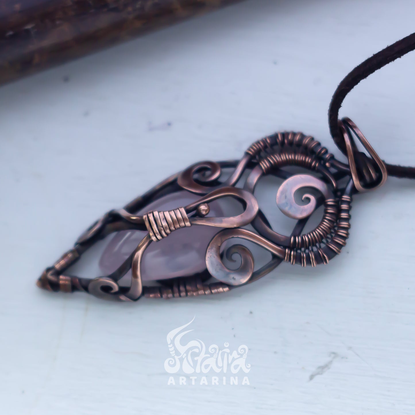 Rose quartz stone necklace. Magick handcrafted talisman