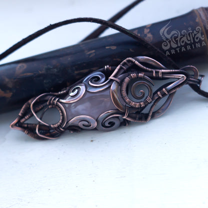 Rose quartz wirework necklace