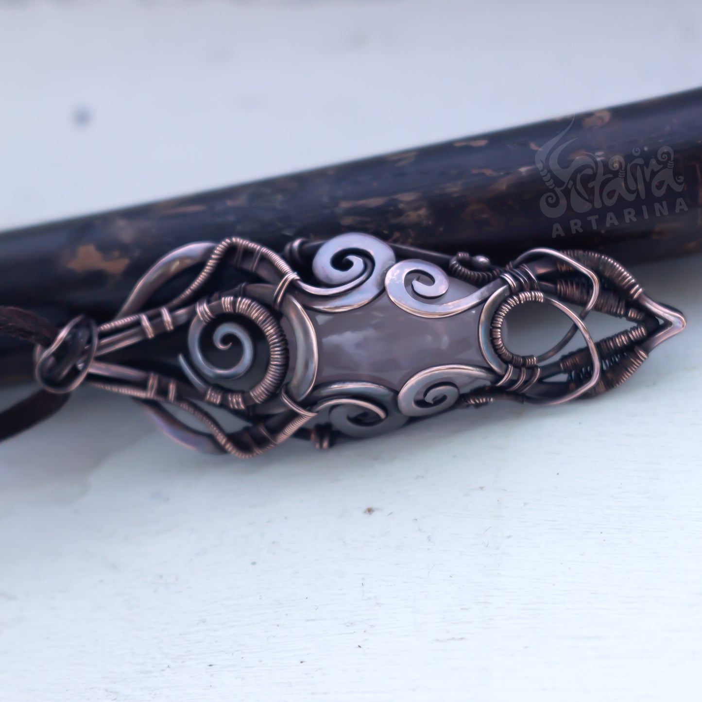 Rose quartz wirework necklace