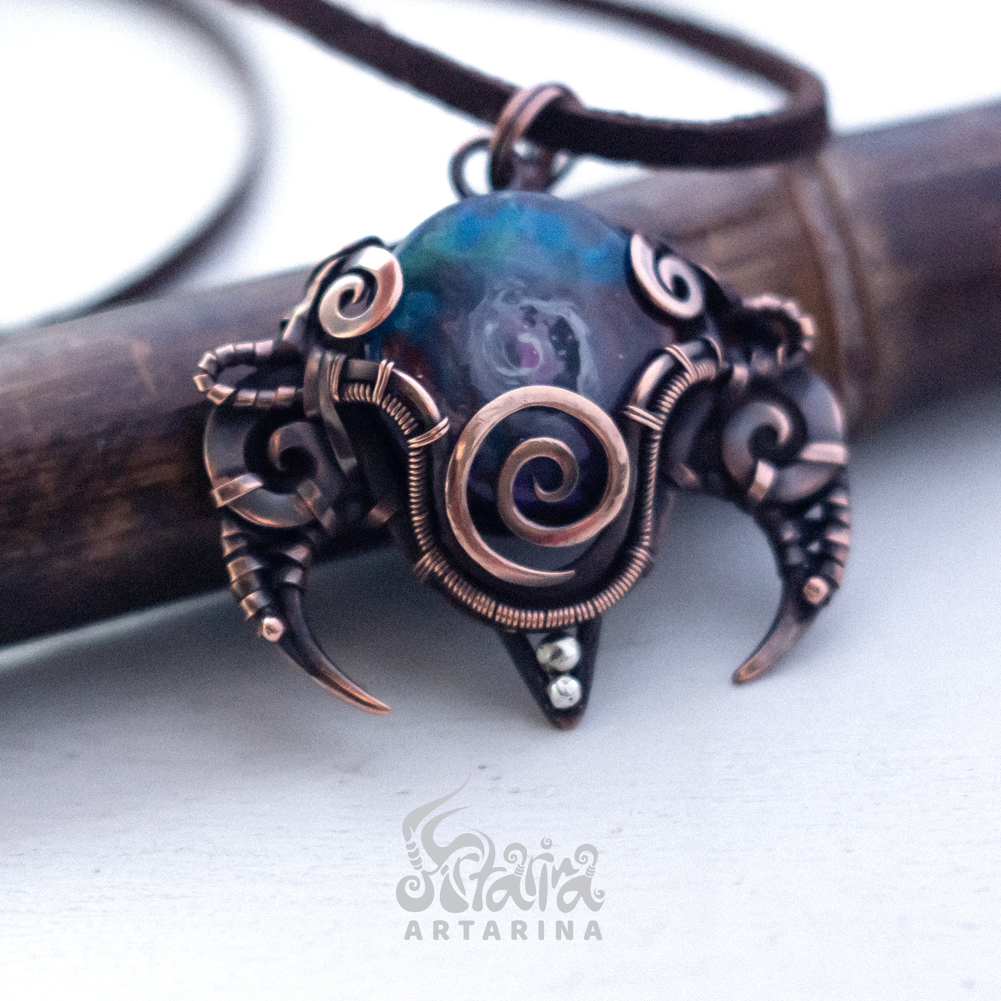 space cosmic wire wrapped necklace
