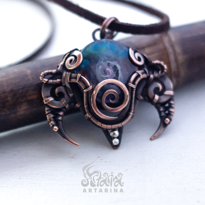 space cosmic wire wrapped necklace
